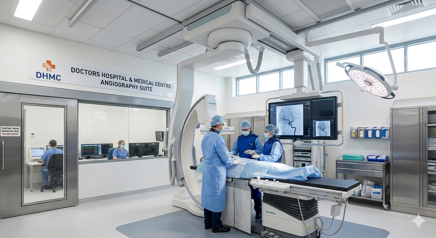 Siemens angiography suite performing cerebral angiography at Doctors Hospital & Medical Centre